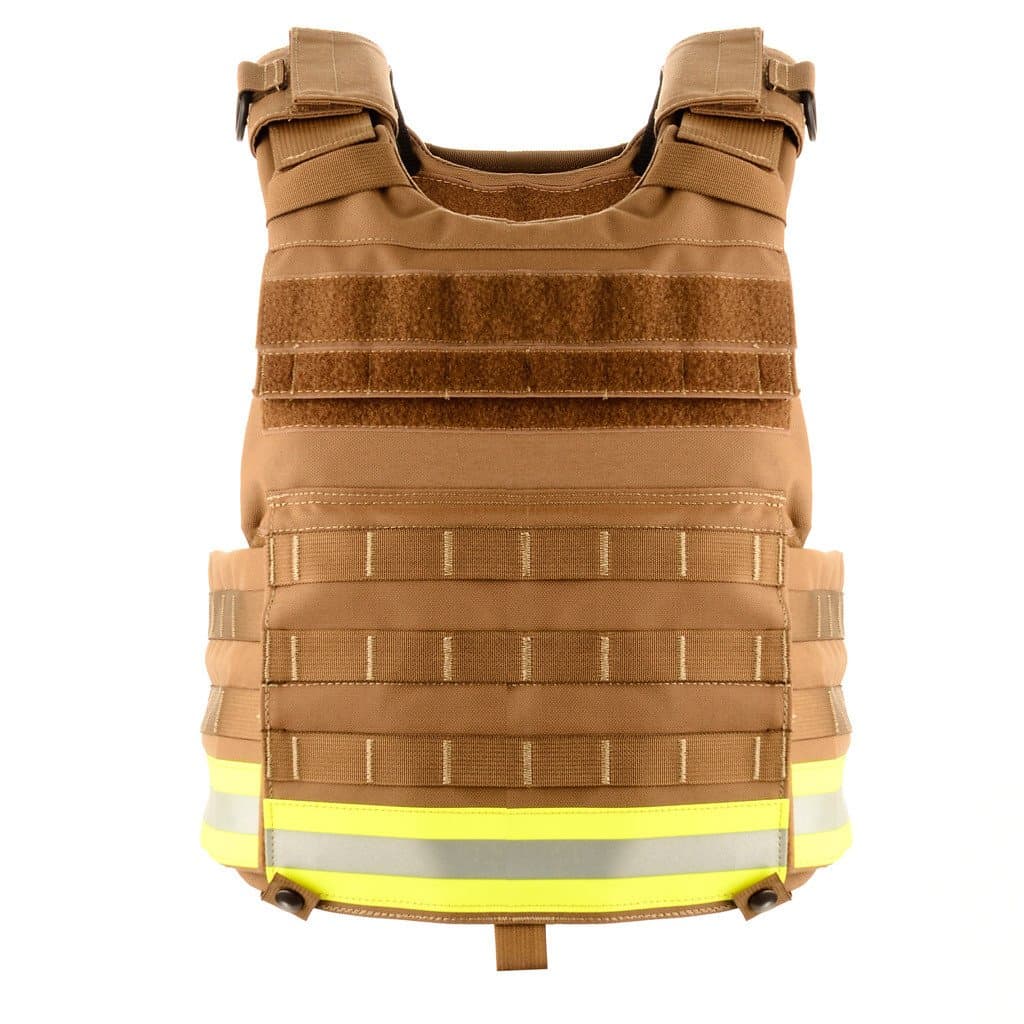 HighCom Trooper APC RESCUE (Advanced Plate Carrier w/Fluorescent Lime Yellow Fire Coat Trim) no soft armor panel included, Red, One Size 7