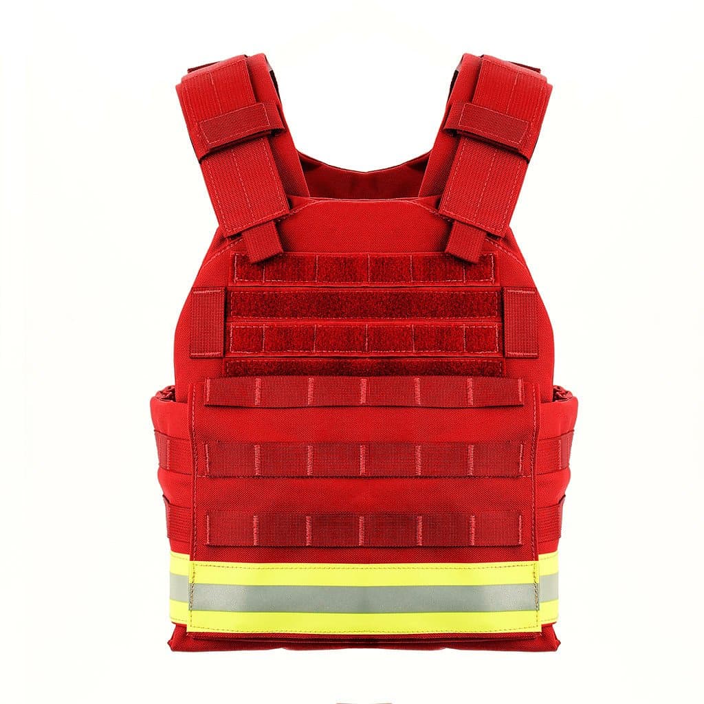 HighCom Trooper ACAP RESCUE (Advanced CAP w/Fluorescent Lime Yellow Fire Coat Trim) no soft armor panel included, Red, One Size 7