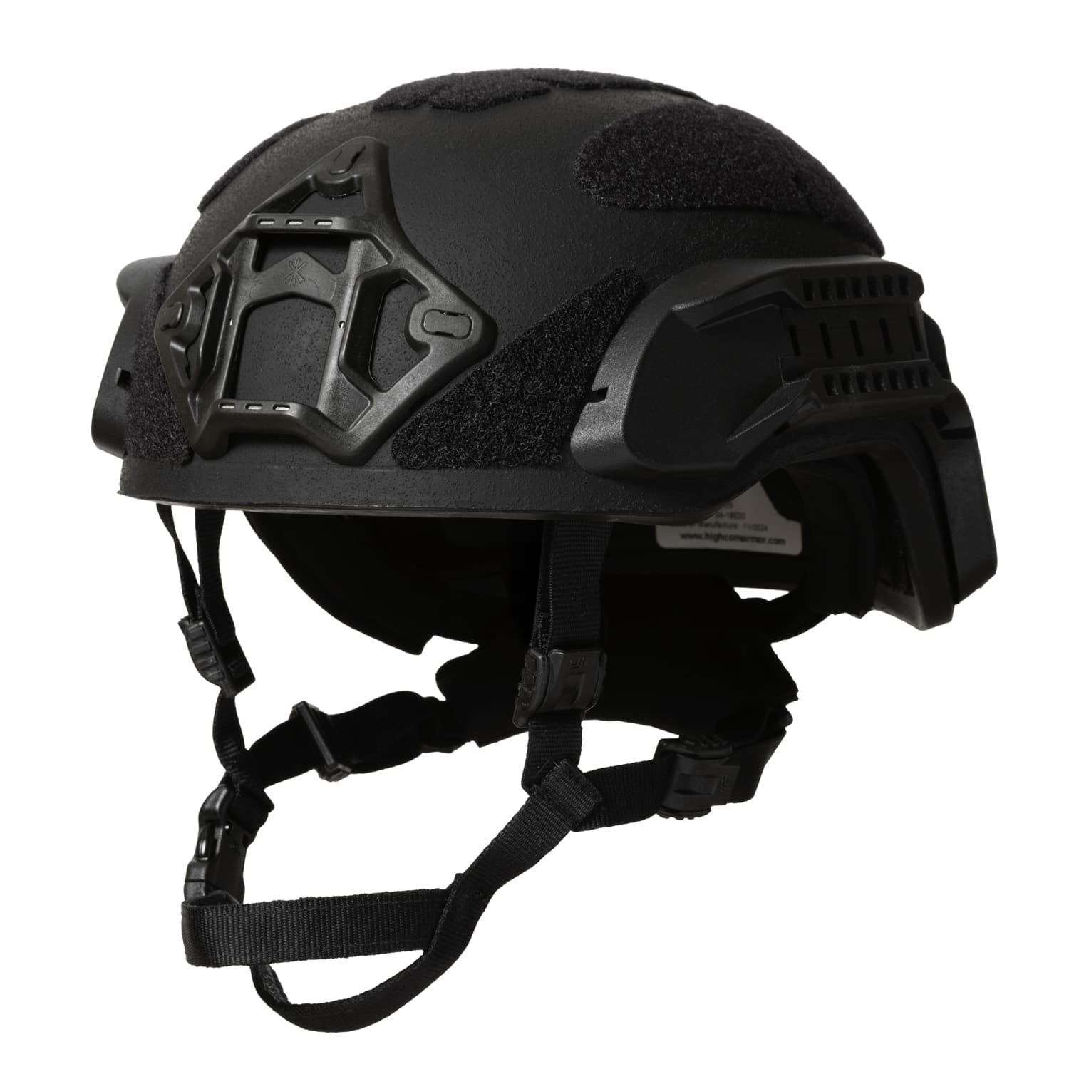 HighCom Striker BOLTLESS ACHHC is a high-cut combat helmet tested to NIJ IIIA standards. Features a Summit Shroud, D3O Halo pads, integrated rail system, 6piece loop, a bungee retention system and a 4-point boltless harness for a secure fit UN Blue, Small 3