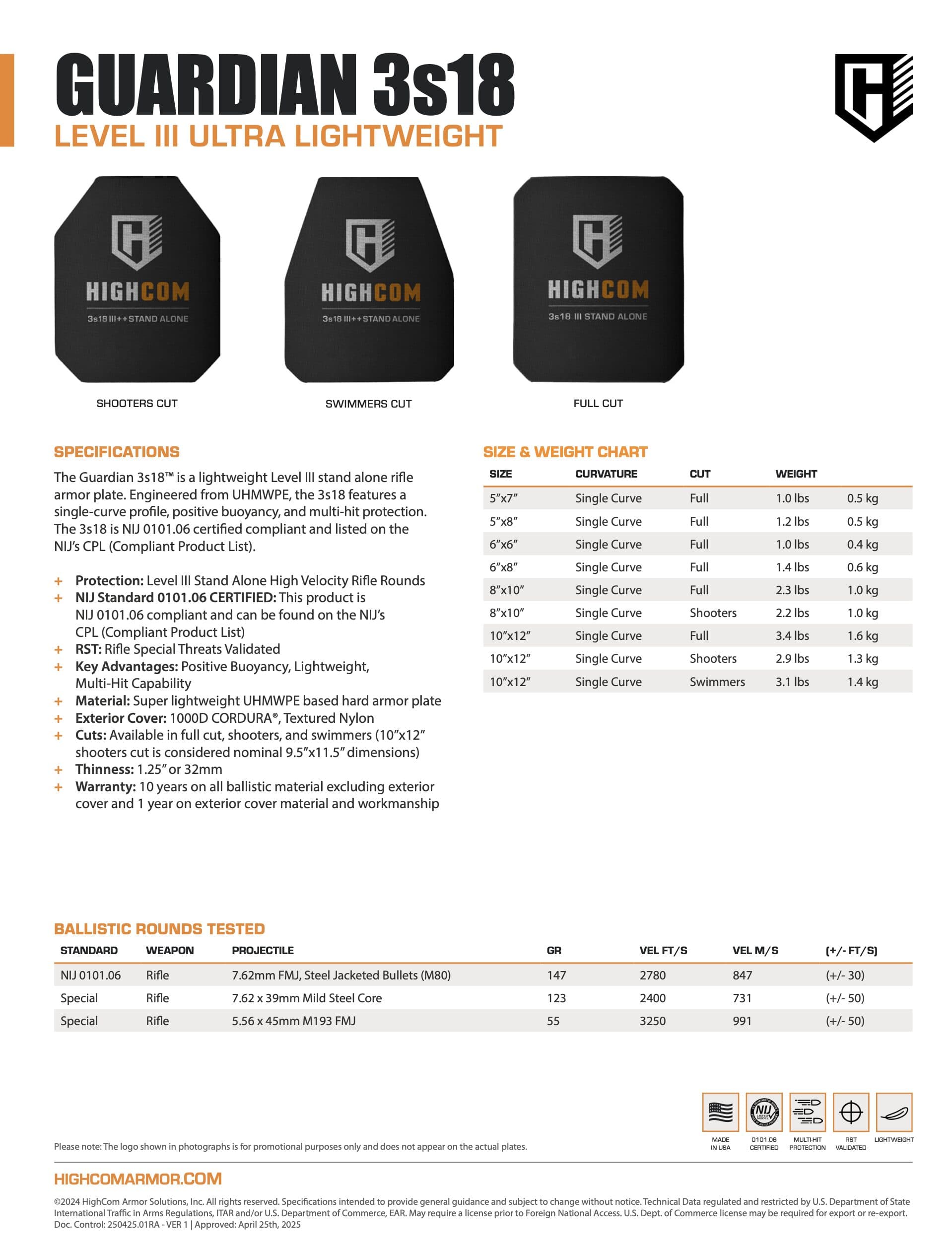 HighCom Guardian 3s18 Rifle Armor 9