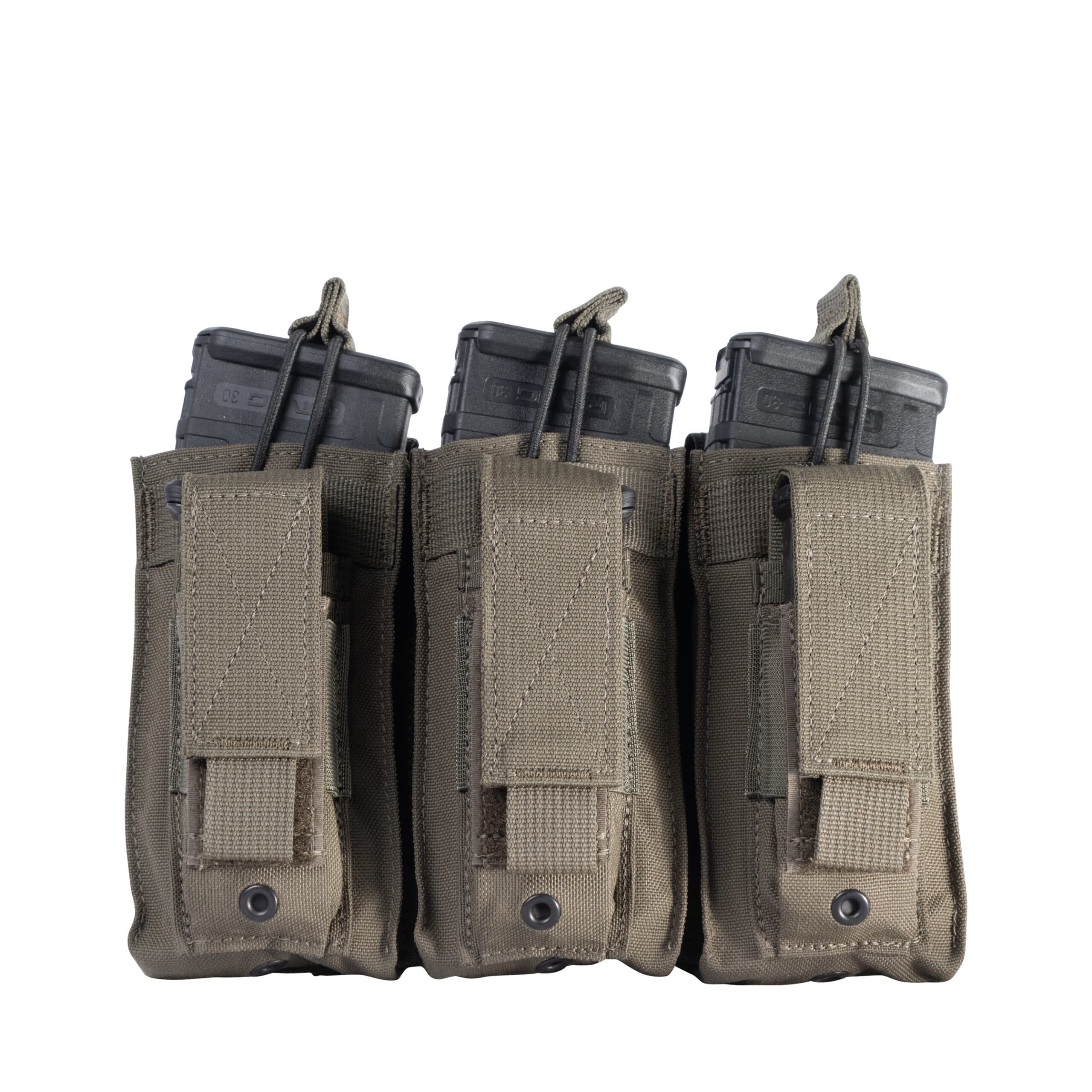 HighCom Scorpion Nylon Tactical Pouch, MOLLE/PALS webbing, Triple Open Top M4 Kangaroo Pouch, Wolf Grey